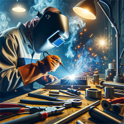 Une image montrant un soudeur qualifié au travail, mettant en valeur son professionnalisme et son expertise dans le métier du soudage.